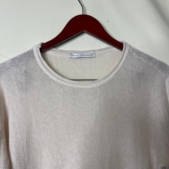 Daniele Alessandrini cream linen blend crewneck relaxed knitted top sz 48 US M - Picture 5 of 9